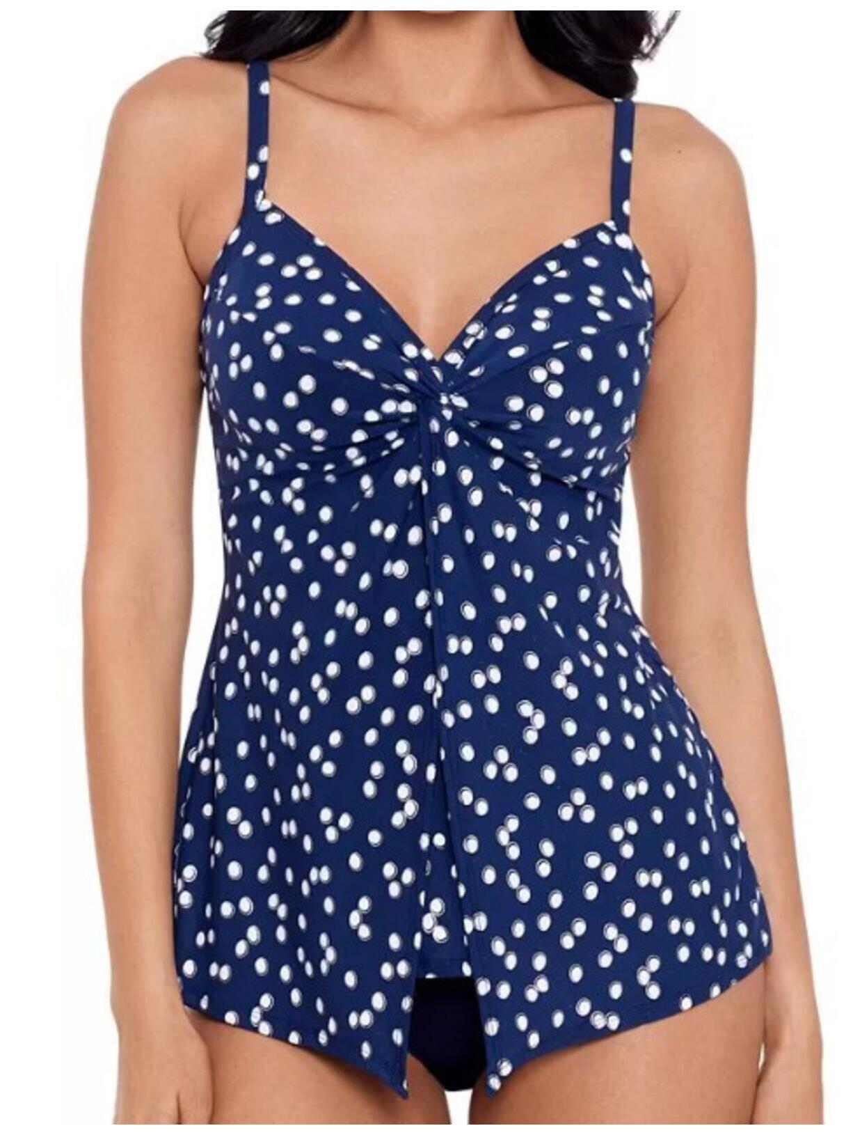 Miraclesuit Luminare Love Knot Underwire Tankini Top Midnight Blue Size 14 $142